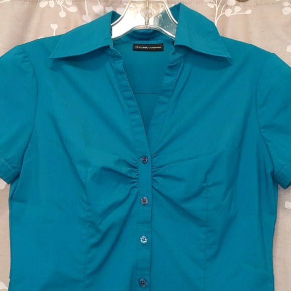 NY&Co. Gathered Button Down Dress Top - Picture 8 of 8